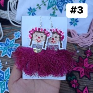 Handmade Pink Fringe Earrings